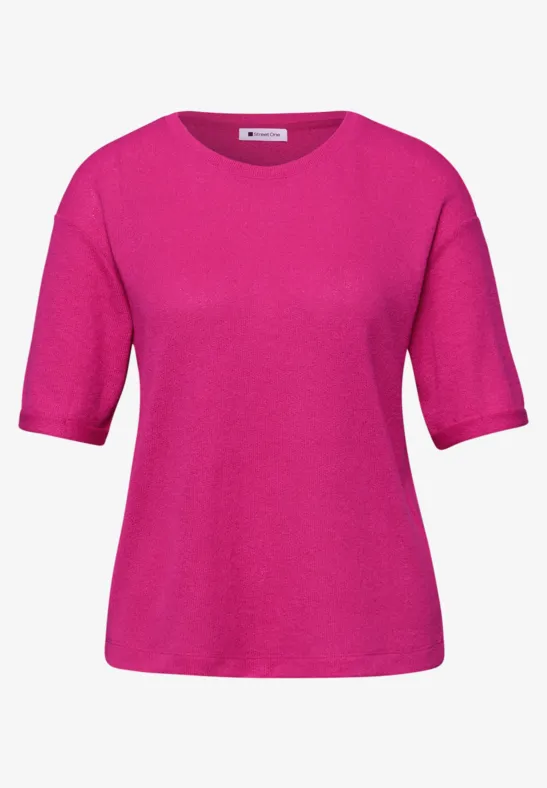 T-shirt à col rond en tricot magenta dream