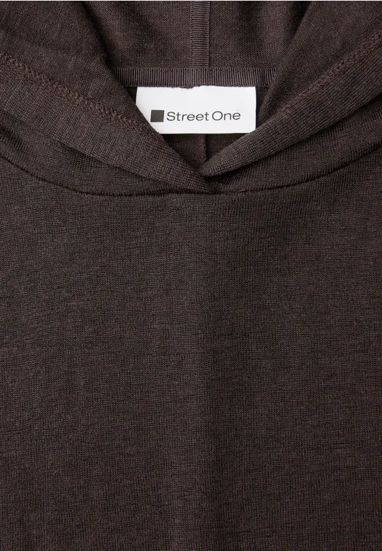 T-shirt à manches courtes avec capuche et cordon de serrage espresso brown