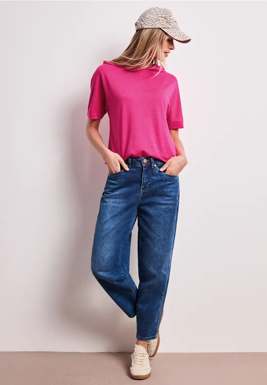 T-shirt à manches courtes avec capuche et cordon de serrage magenta dream