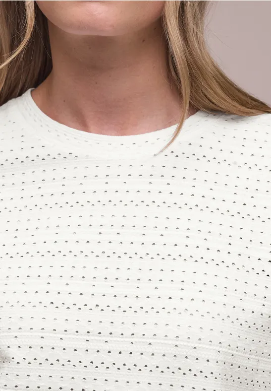 Kurzarm Shirt mit Rundhals aus Spitze off white