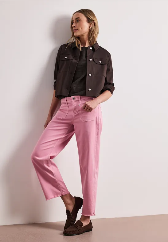 Kurzarm Shirt mit Rundhals aus Spitze espresso brown