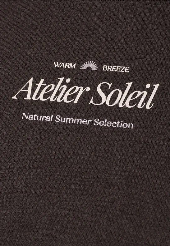 T-shirt à col rond avec wording espresso brown