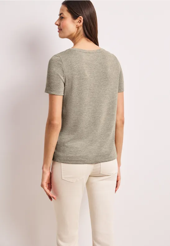 T-Shirt mit Rundhals und Wording timeless beige