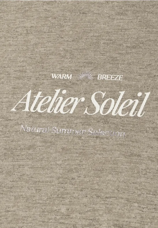 T-Shirt mit Rundhals und Wording timeless beige