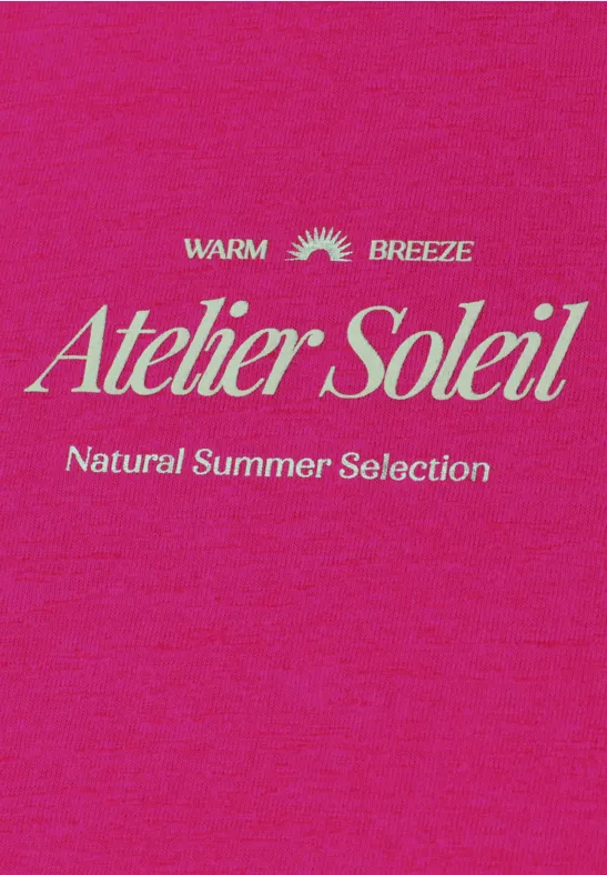 T-Shirt mit Rundhals und Wording magenta dream