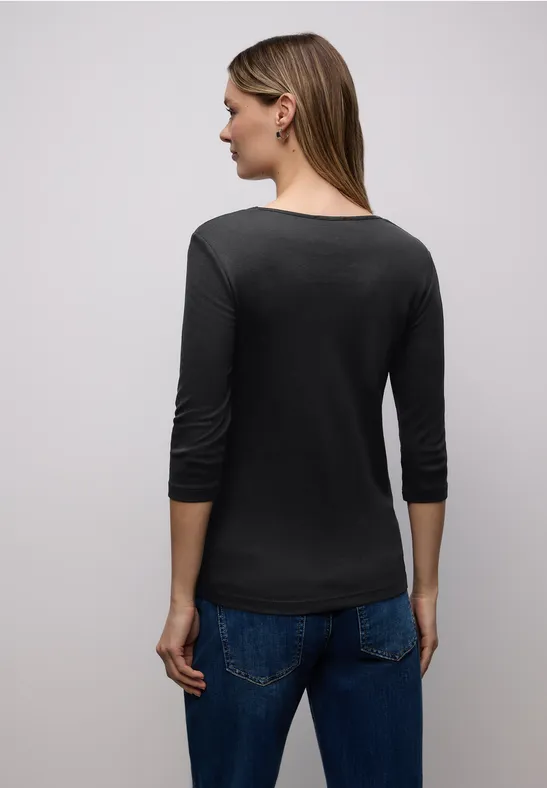 Shirt met hartvormige halslijn Black