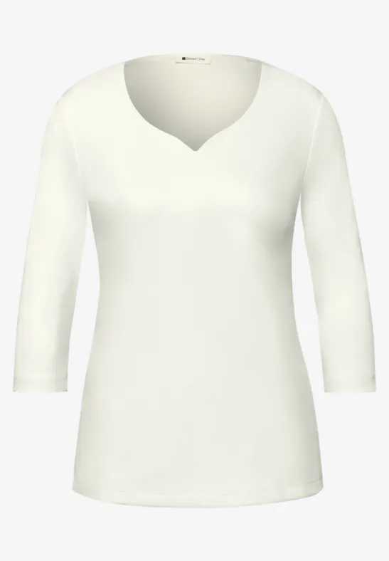 Shirt met hartvormige halslijn off white