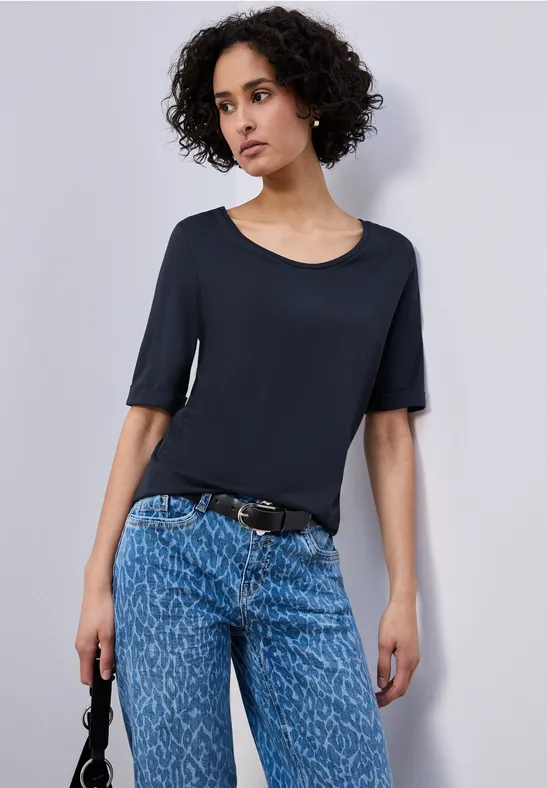 T-Shirt mit Turn-Up shadowed navy