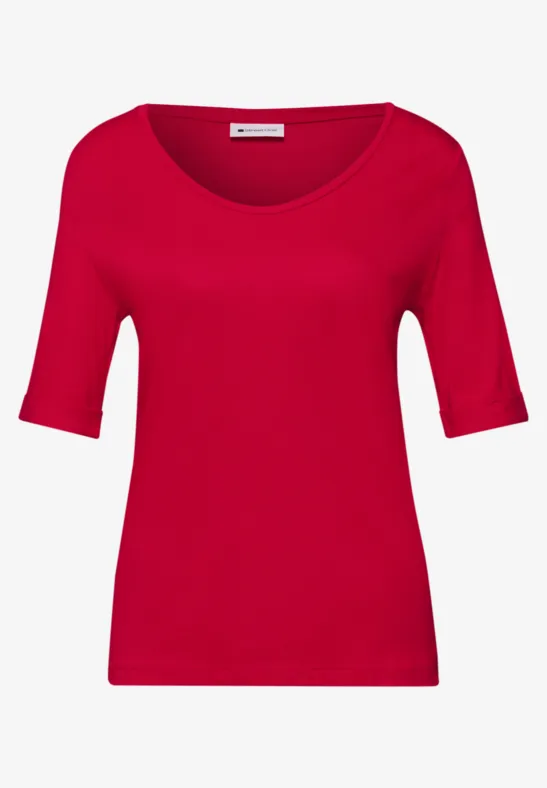 T-Shirt mit Turn-Up salsa red