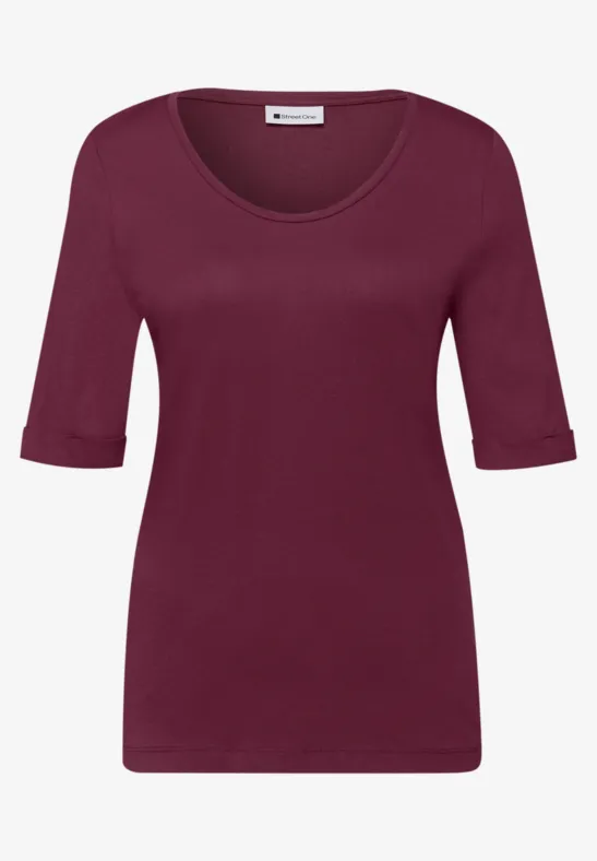 T-Shirt mit Turn-Up truffle red