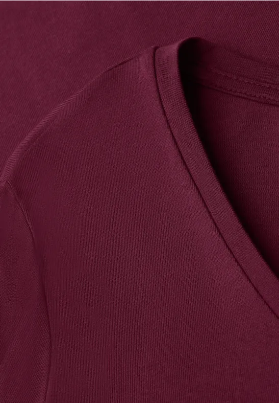 T-Shirt mit Turn-Up truffle red