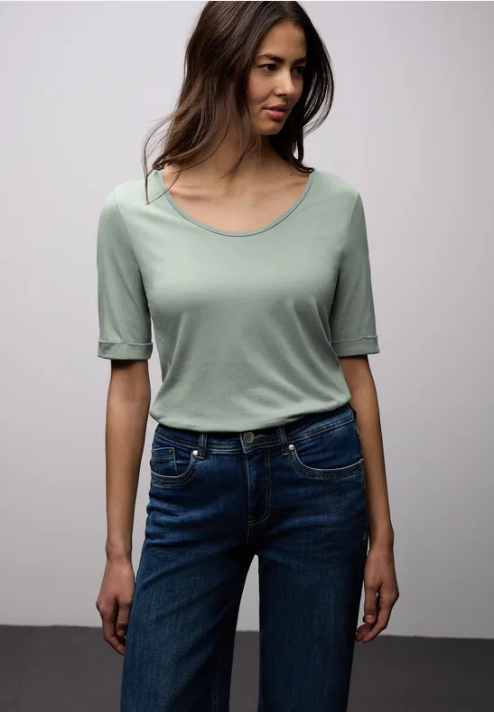 T-Shirt mit Turn-Up dark mint green
