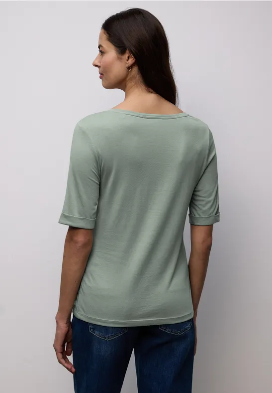 T-Shirt mit Turn-Up dark mint green