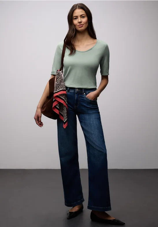 T-Shirt mit Turn-Up dark mint green