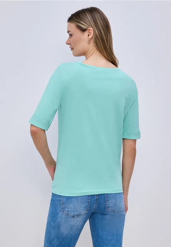 T-Shirt mit Turn-Up misty mint