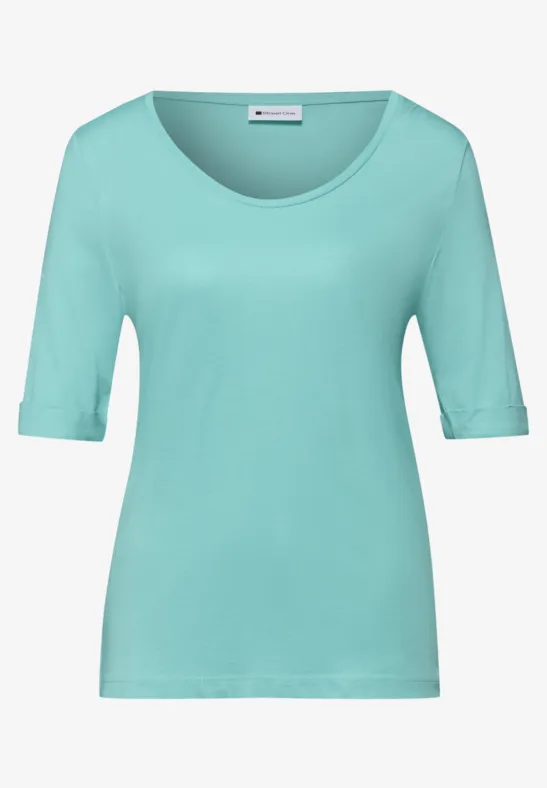 T-Shirt mit Turn-Up misty mint