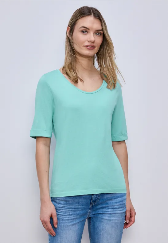 T-Shirt mit Turn-Up misty mint