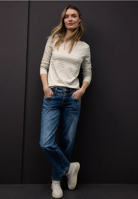 T-shirt à rayures cotton beige