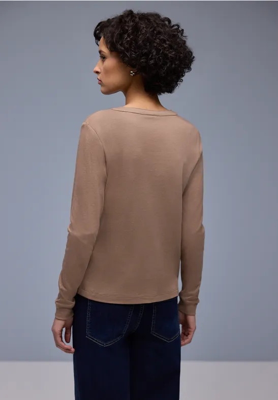 Shirt in Unifarbe light terra mocha