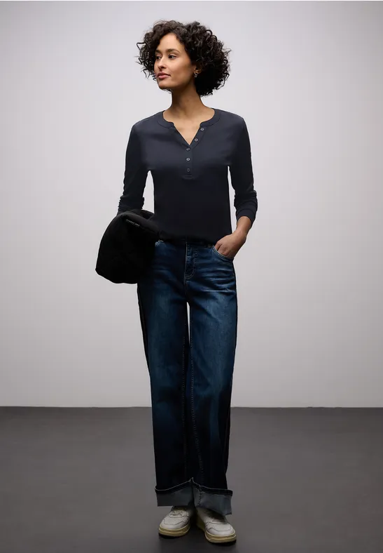 Shirt in effen kleur shadowed navy