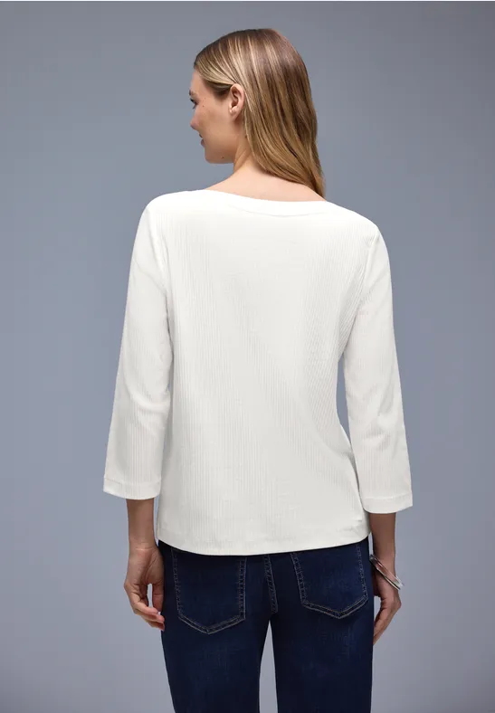 Shirt in Rippstruktur off white