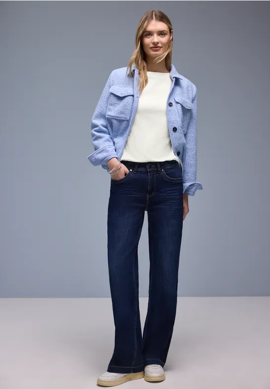 Shirt in Rippstruktur off white