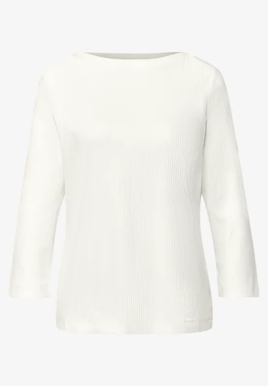 Shirt in Rippstruktur off white