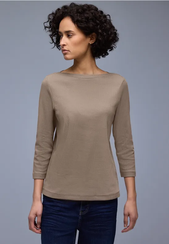 Shirt in Rippstruktur light terra mocha