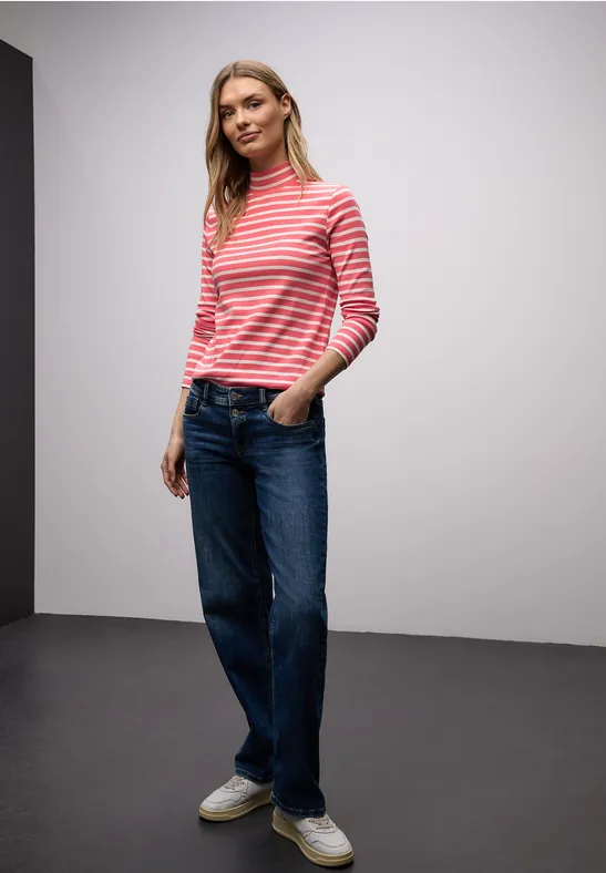 T-shirt à rayures striking coral