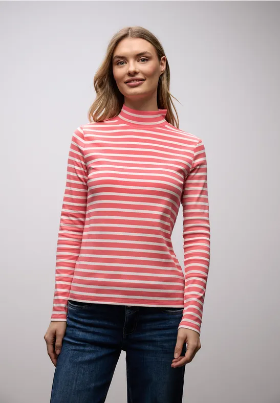 T-shirt à rayures striking coral