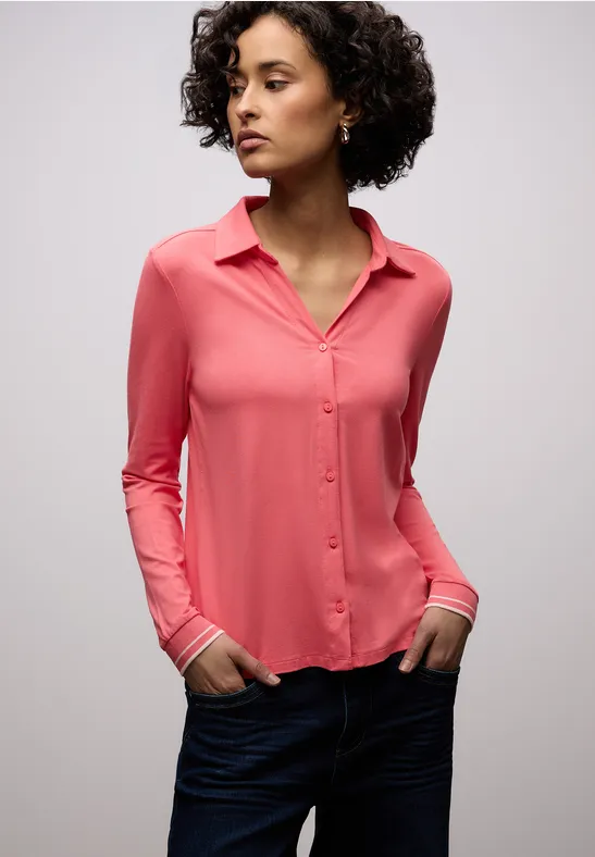 Shirt met een blouse-look striking coral