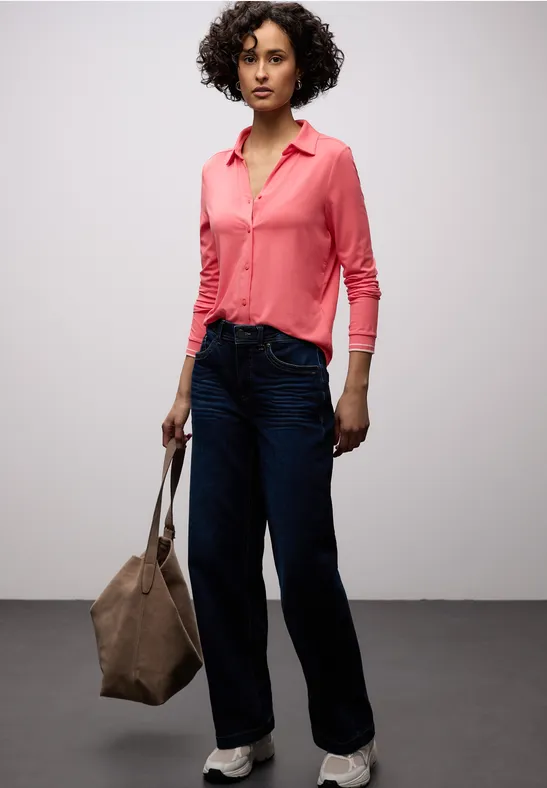 Shirt met een blouse-look striking coral