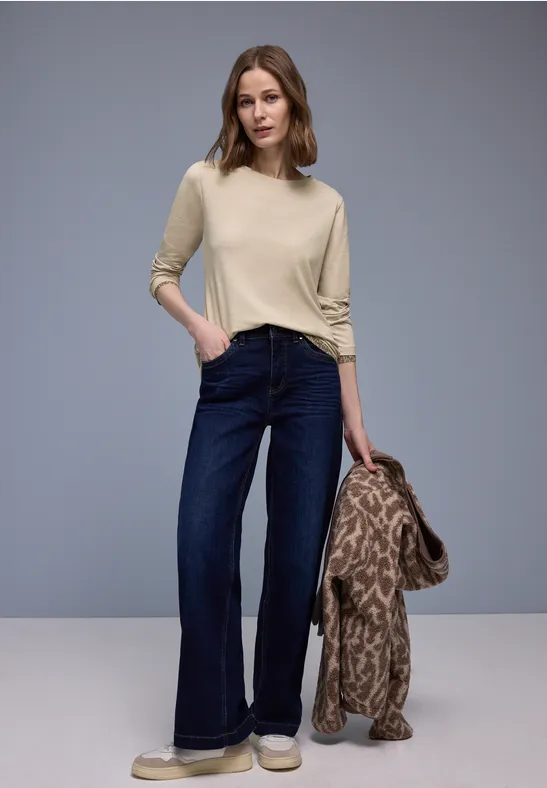 Shirt mit Leo-Details cotton beige