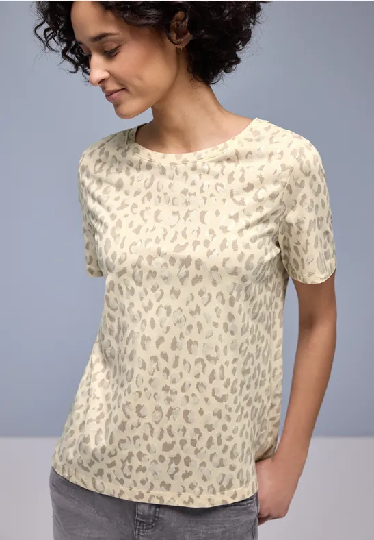 Leo-Shirt mit Foliendetails light terra mocha