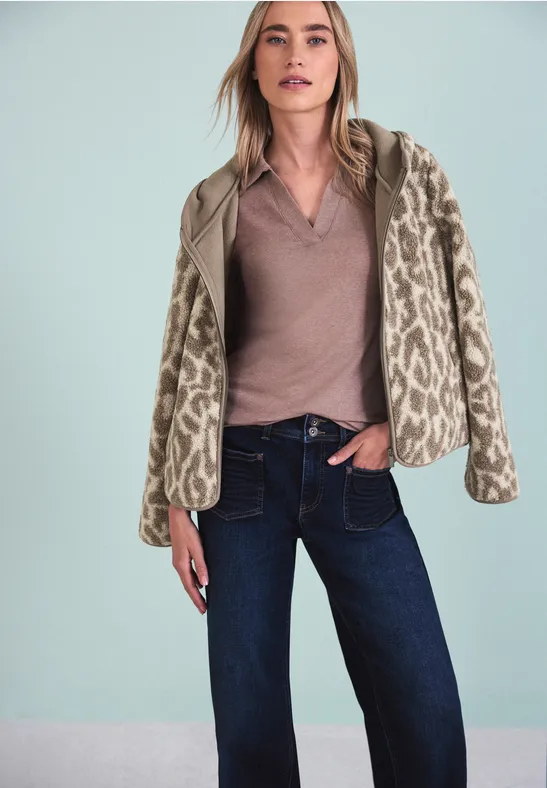 Kuschelige Hoodie Jacke light terra mocha