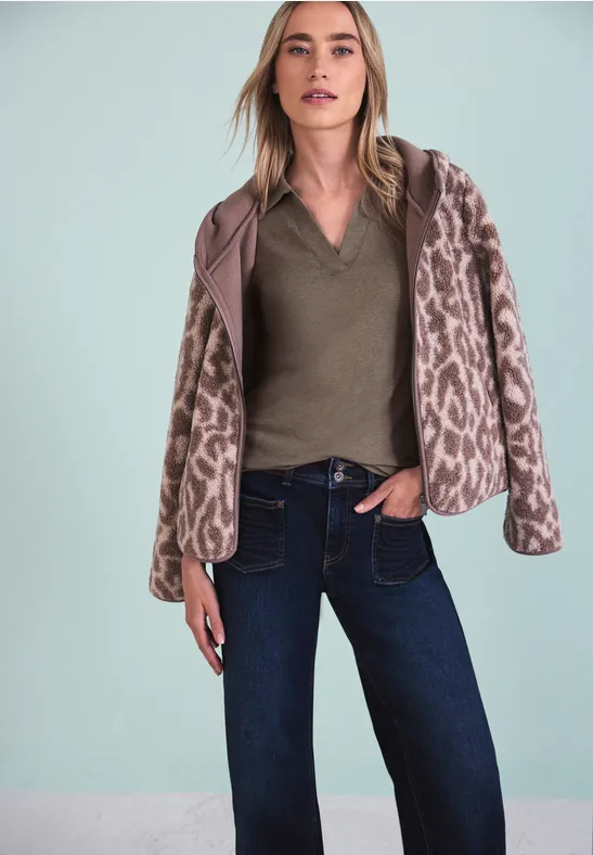 Shirt mit College-Details silk brown