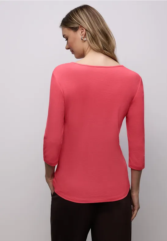 Shirt mit Herzausschnitt striking coral