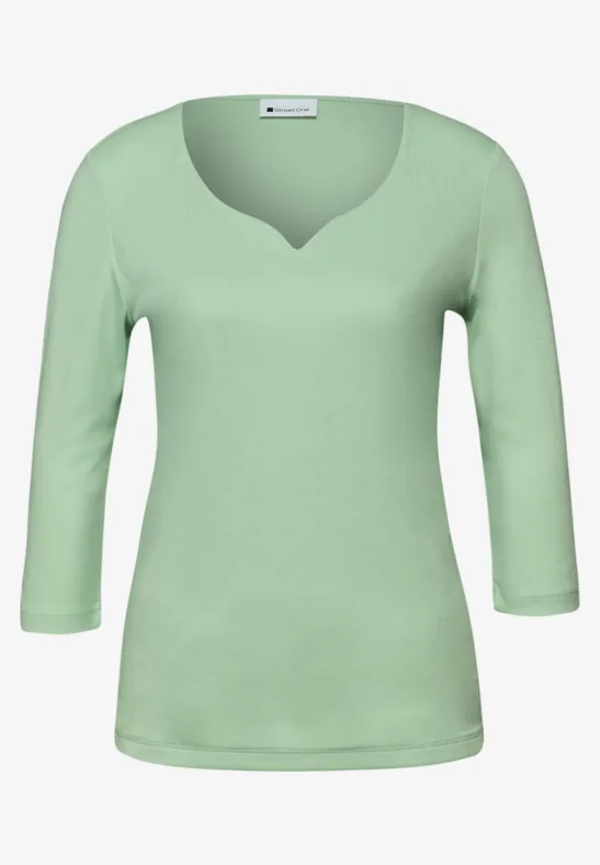 Shirt mit Herzausschnitt pale mint green