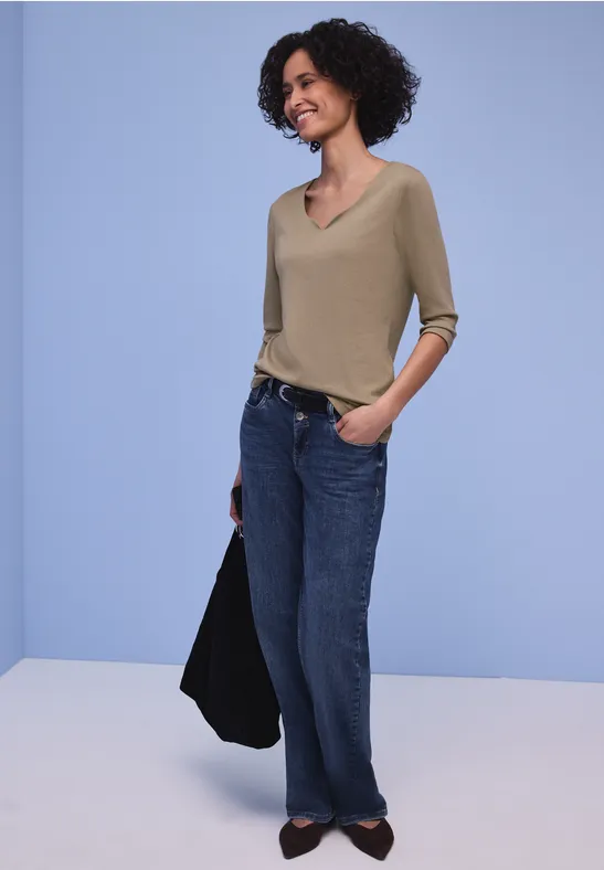 T-shirt avec encolure en cœur light terra mocha