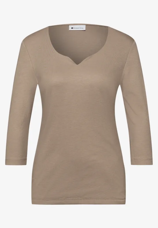 T-shirt avec encolure en cœur light terra mocha