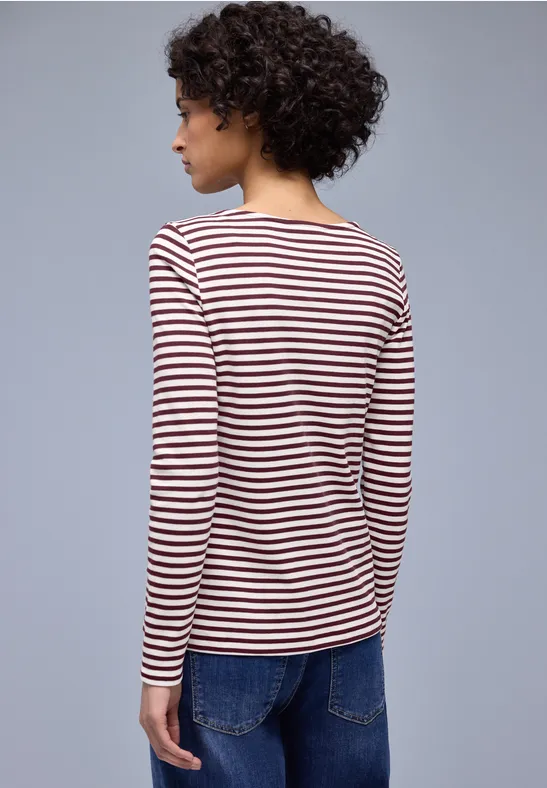 Gestreept shirt truffle red