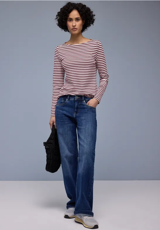 Gestreept shirt truffle red