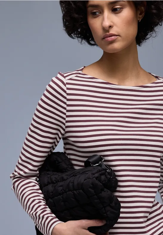 Gestreept shirt truffle red