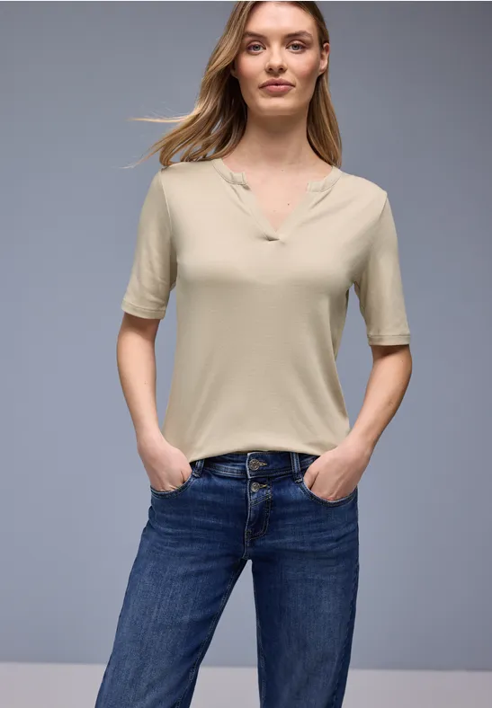 Basic shirt cotton beige