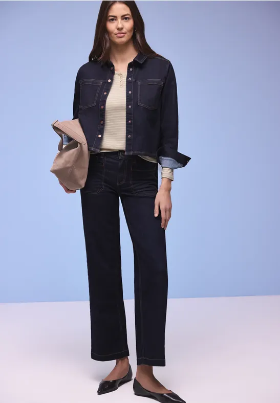 Gestreiftes Shirt cotton beige