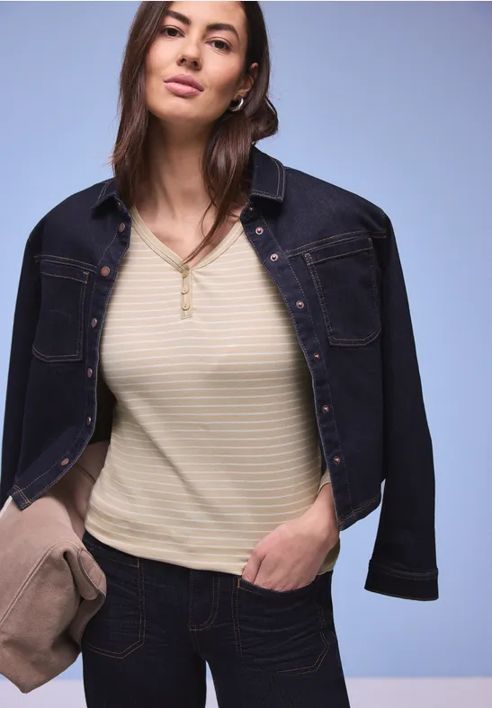 Gestreiftes Shirt cotton beige