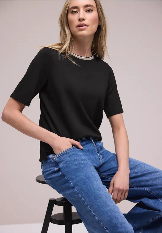 Shirt met contrastdetail Black