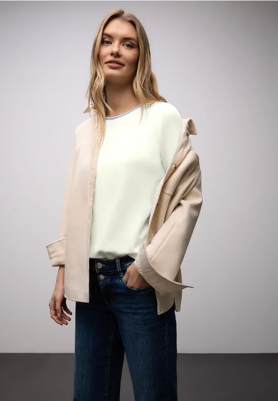 T-Shirt mit Kontrastdetail off white