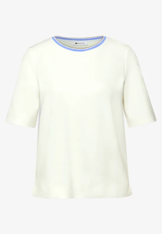 T-Shirt mit Kontrastdetail off white