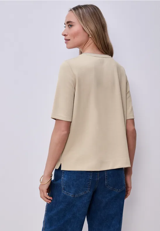 T-shirt avec détail contrasté cotton beige
